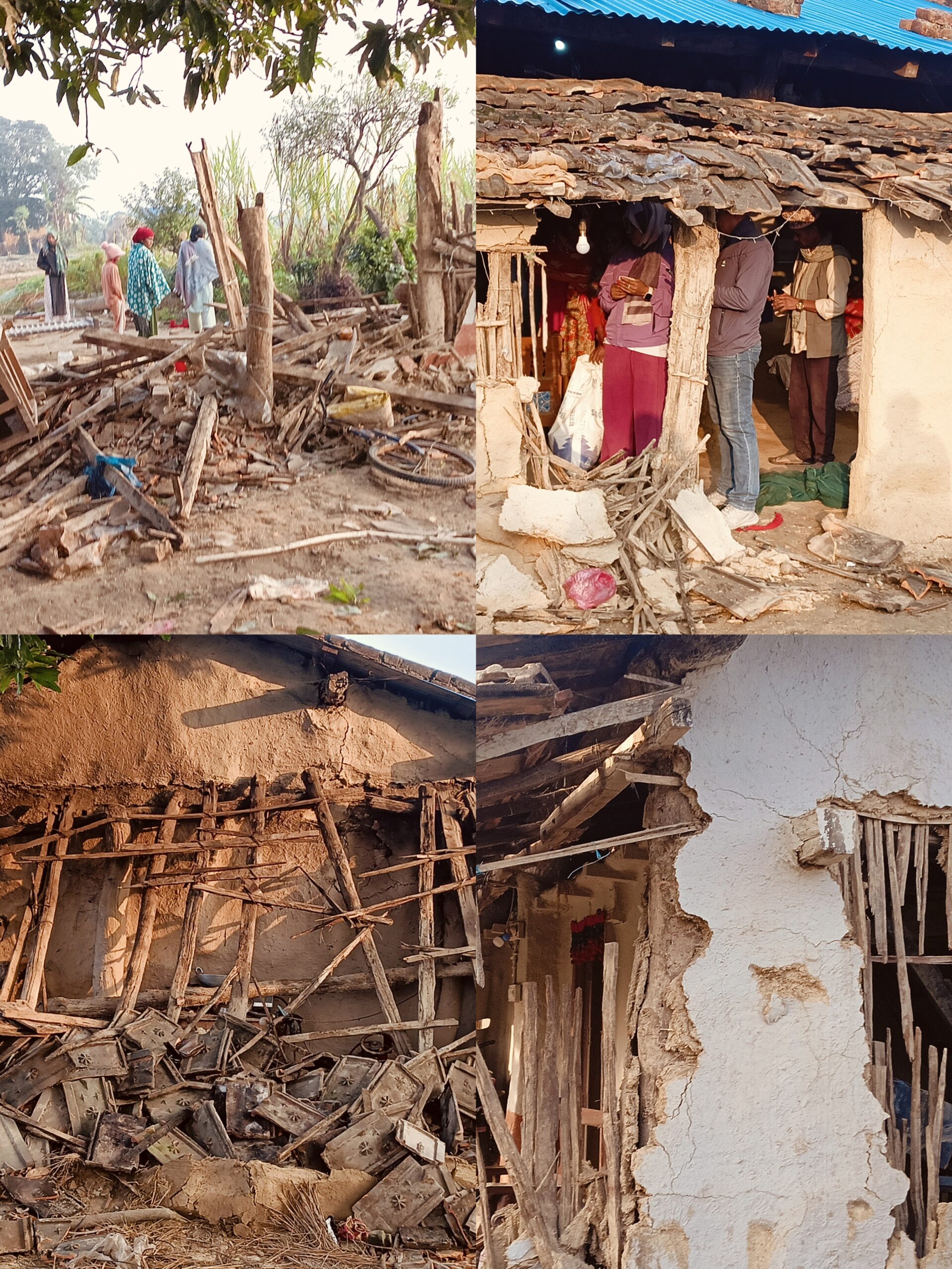 हात्तीको बथान लालझाडी ४ मा  तीन स्थानीयका घर भत्कायो 