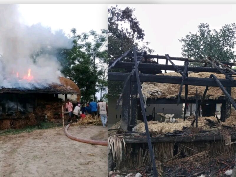 लालझाडी मा विद्युत् सर्ट भएर गोठमा आगलागी, करिब २ लाख रुपैयाँ बराबरको क्षति