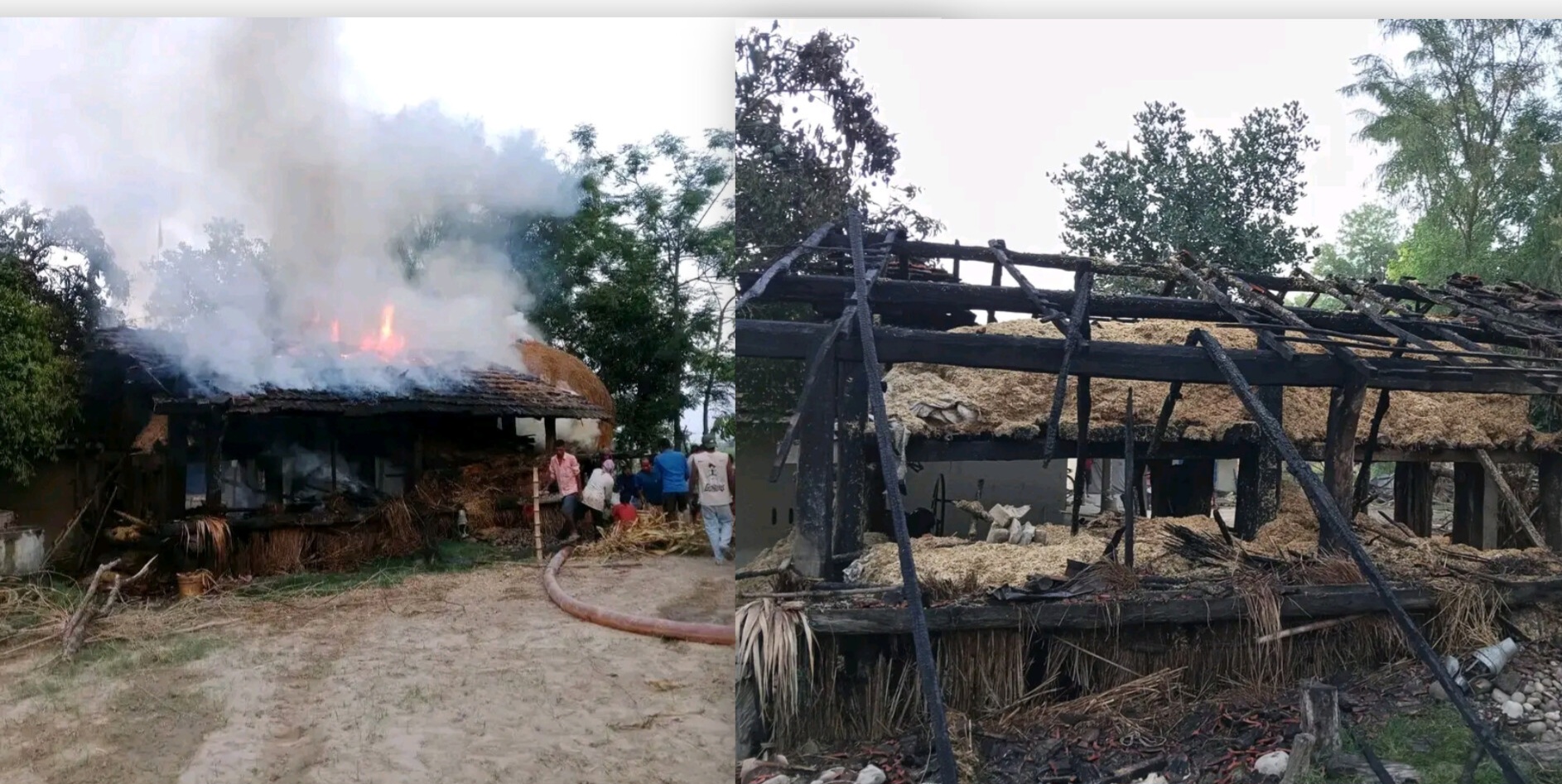 लालझाडी मा विद्युत् सर्ट भएर गोठमा आगलागी, करिब २ लाख रुपैयाँ बराबरको क्षति