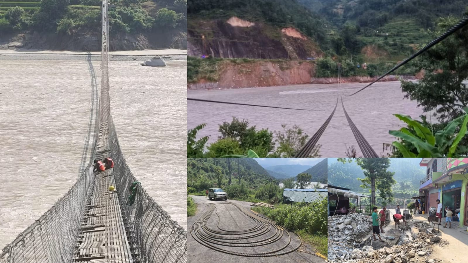 भोटेकोशी बाढी: त्रिशूली–मुग्लिन करिडोरका १२ झोलुङ्गे पुलको मर्मत सुरु, असोज २० भित्र सञ्चालनमा ल्याइने